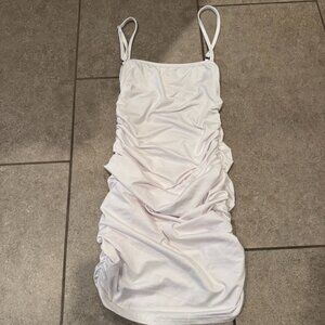 White Scrunch Dress